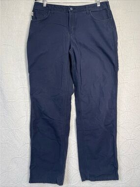 Carhartt WFRB 159 Pants 14x34 Flame Resistant Loose Fit Navy Blue Canvas Jeans